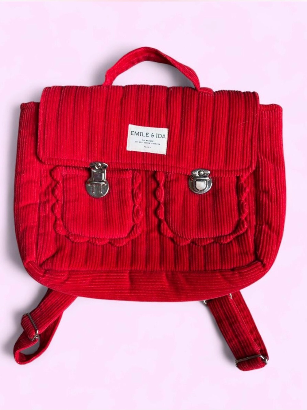 Emile & Ida Red Corduroy Mini Backpack
